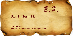 Biri Henrik névjegykártya